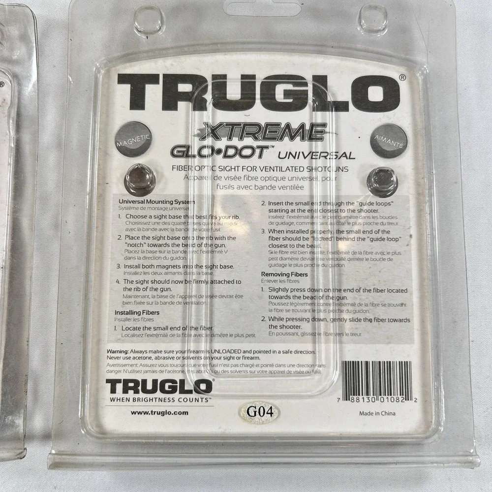 TruGlo Xtreme Magnetic Fiber Optic Shotgun Sight Universal TG90X Dual TG90D
